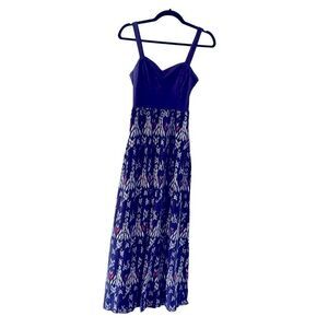 Mudd blue solid and print adjustable strap maxi dress Junior size M